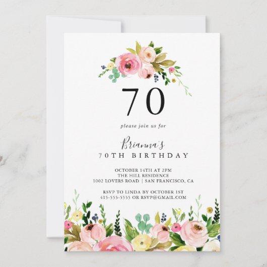 Tropische kleurrijke Herfst Floral 70e verjaardag Kaart (Voorkant)