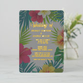 Tropische kleurrijke hibiscus Hawaïaanse zomer bru Folie Uitnodiging (Staand Voorkant)