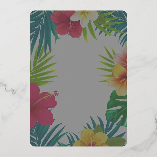 Tropische kleurrijke hibiscus Hawaïaanse zomer bru Folie Uitnodiging (Achterkant)