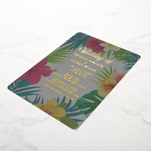 Tropische kleurrijke hibiscus Hawaïaanse zomer bru Folie Uitnodiging (Gedraaid)