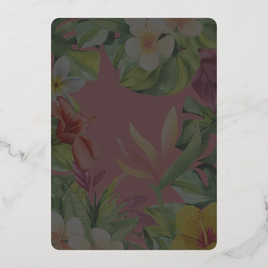 Tropische kleurrijke hibiscus Hawaïaanse zomer bru Folie Uitnodiging (Achterkant)