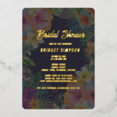 Tropische kleurrijke hibiscus Hawaïaanse zomer bru Folie Uitnodiging (Voorkant)
