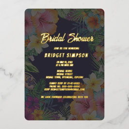 Tropische kleurrijke hibiscus Hawaïaanse zomer bru Folie Uitnodiging