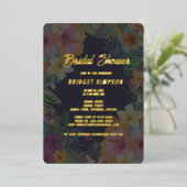 Tropische kleurrijke hibiscus Hawaïaanse zomer bru Folie Uitnodiging (Staand Voorkant)
