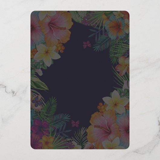 Tropische kleurrijke hibiscus Hawaïaanse zomer bru Folie Uitnodiging (Achterkant)