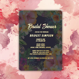 Tropische kleurrijke hibiscus Hawaïaanse zomer bru Folie Uitnodiging