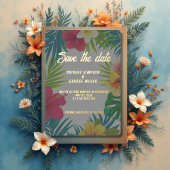 Tropische kleurrijke hibiscus Hawaïaanse zomer bru Folie Uitnodiging