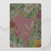 Tropische kleurrijke hibiscus Hawaïaanse zomer bru Folie Uitnodiging (Achterkant)