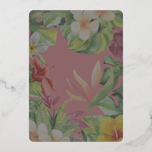 Tropische kleurrijke hibiscus Hawaïaanse zomer bru Folie Uitnodiging (Achterkant)