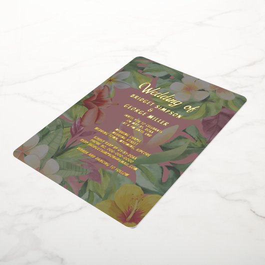 Tropische kleurrijke hibiscus Hawaïaanse zomer bru Folie Uitnodiging (Gedraaid)