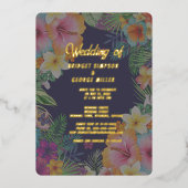 Tropische kleurrijke hibiscus Hawaïaanse zomer bru Folie Uitnodiging (Voorkant)