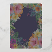Tropische kleurrijke hibiscus Hawaïaanse zomer bru Folie Uitnodiging (Achterkant)
