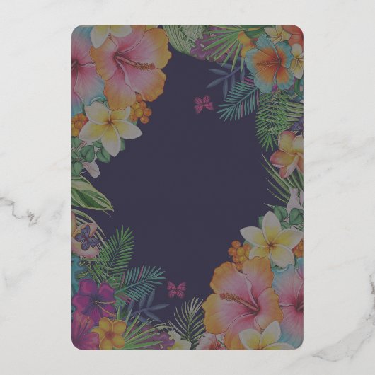 Tropische kleurrijke hibiscus Hawaïaanse zomer bru Folie Uitnodiging (Achterkant)