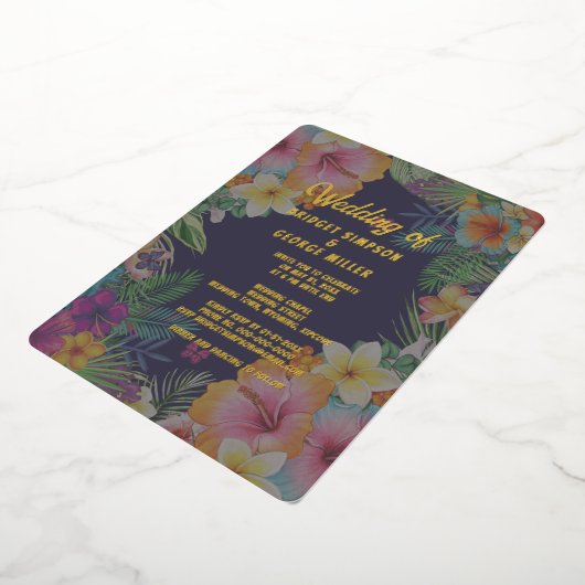 Tropische kleurrijke hibiscus Hawaïaanse zomer bru Folie Uitnodiging (Gedraaid)