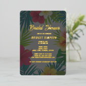 Tropische kleurrijke hibiscus Hawaïaanse zomer bru Folie Uitnodiging (Staand Voorkant)