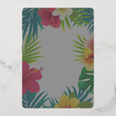 Tropische kleurrijke hibiscus Hawaïaanse zomer bru Folie Uitnodiging (Achterkant)