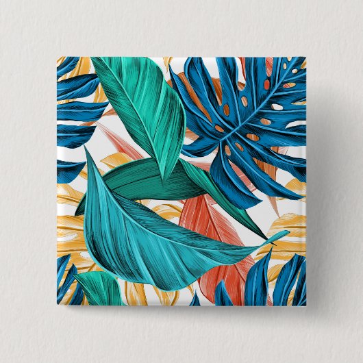 Tropische kleurrijke olievlek laat Natuur over Vierkante Button 5,1 Cm (Voorkant)
