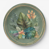 Tropische kleurrijke palmbladeren Gold Wedding Papieren Bordje (Voorkant)