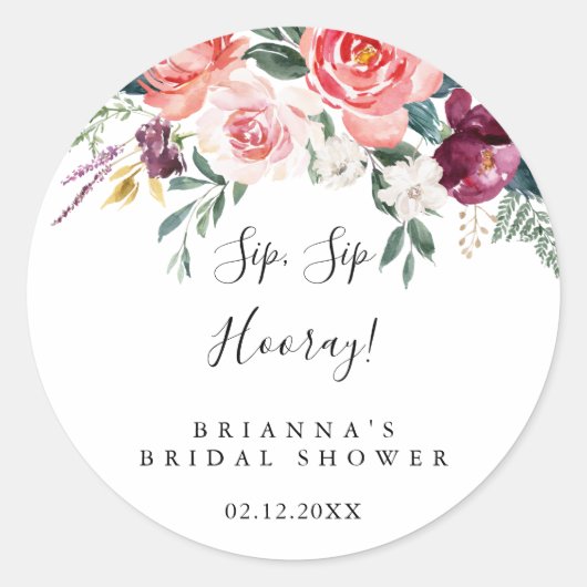 Tropische Kleurrijke Proost Bruiloft Feest Ronde Sticker (Voorkant)