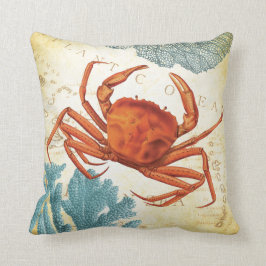 Tropische kleurrijke rode krab en koraal kussen