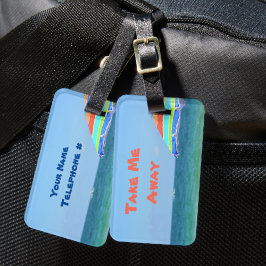 Tropische Kleurrijke Strandparaplu Oceanview Bagagelabel