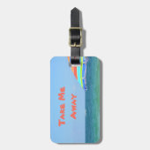 Tropische Kleurrijke Strandparaplu Oceanview Bagagelabel (Voorkant verticaal)