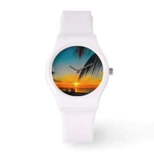 Tropische, kleurrijke, SUNSET Dames in het Sporty Horloge