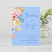 Tropische Kleurrijke Waterverf Bloemenbruiloft Kaart (Staand voorkant)