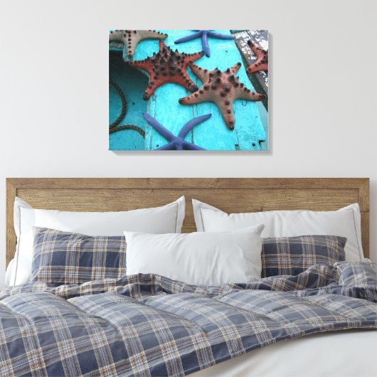 Tropische, kleurrijke zeester canvas afdruk (Insitu (Slaapkamer))
