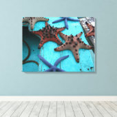 Tropische, kleurrijke zeester canvas afdruk (Insitu (Houten vloer))