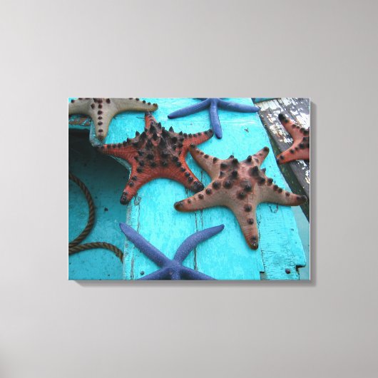 Tropische, kleurrijke zeester canvas afdruk (Voorkant)