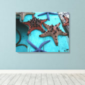 Tropische, kleurrijke zeester canvas afdruk (Insitu (Houten vloer))