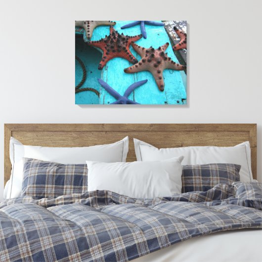 Tropische, kleurrijke zeester canvas afdruk (Insitu (Slaapkamer))