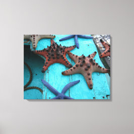 Tropische, kleurrijke zeester canvas afdruk