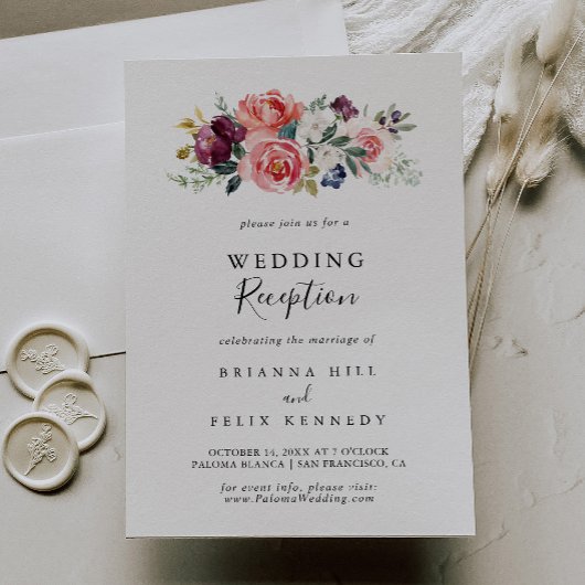 Tropische Kleurrijke Zomer Bloemige Trouwreceptie Kaart