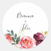 Tropische kleurrijke zomer bruiloft envelop afdich ronde sticker (Voorkant)