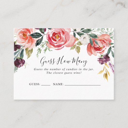 Tropische kleurrijke zomer raden hoeveel spel Kaar Visitekaartje (Voorkant)