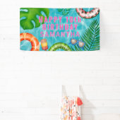 Tropische kleurrijke zwembad partij verjaardag spandoek (Insitu)