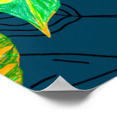 Tropische kleurstof Blauwe Gouache. Tropisch patro Poster (Hoek)