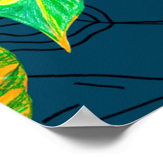 Tropische kleurstof Blauwe Gouache. Tropisch patro Poster (Hoek)