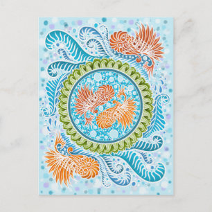 Tropische Koi Mandala   Levendige Ocean Zen Art Briefkaart