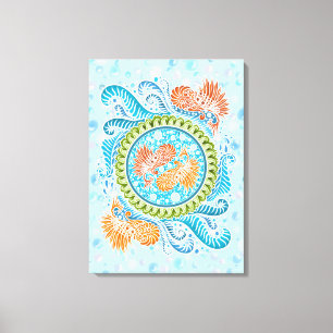 Tropische Koi Mandala   Levendige Ocean Zen Art Canvas Afdruk