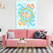 Tropische Koi Mandala | Levendige Ocean Zen Art Canvas Afdruk (Insitu (Woonkamer))