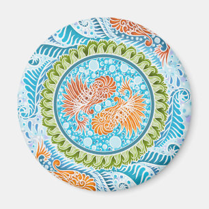 Tropische Koi Mandala Levendige Ocean Zen Art Magneet