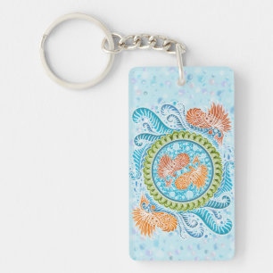 Tropische Koi Mandala   Levendige Ocean Zen Art Sleutelhanger