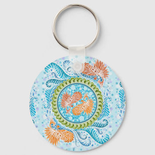 Tropische Koi Mandala Levendige Ocean Zen Art Sleutelhanger
