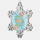 Tropische Koi Mandala | Levendige Ocean Zen Art Tin Sneeuwvlok Ornament (Rechts)