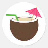Tropische kokokosDrink Ronde Sticker (Voorkant)