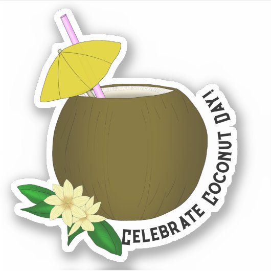 Tropische kokokosDrink Sticker (Voorkant)