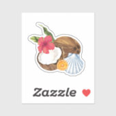 Tropische Kokos en Schelp Sticker (Vel)
